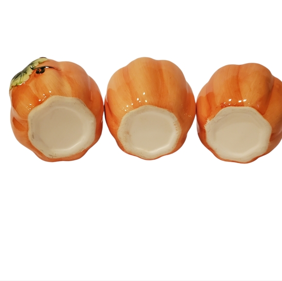 Pumpkin Candle Holders Fall Table Ceramic Decor Lot of 3 - Picture 8 of 9